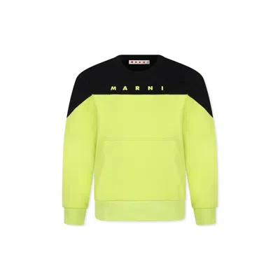 Marni Yellow T-shirt For Kids With Logo In Green
