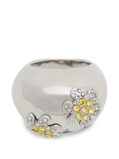 Marni Yellow-rhinestone Daisy Ring In Purple