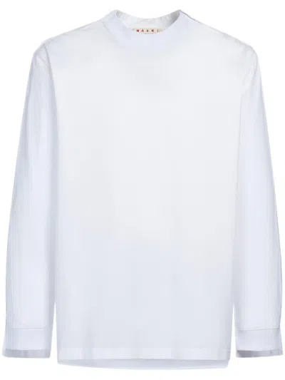 Marni Logo-patch Cotton Jumper In White
