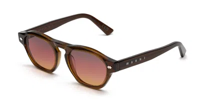 Marni Yunari Brown Mv7 Men's Sunglasses Brown Size 50 In Shiny Brown