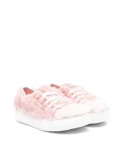 Marni Kids' Faux Fur Sneakers In Pink