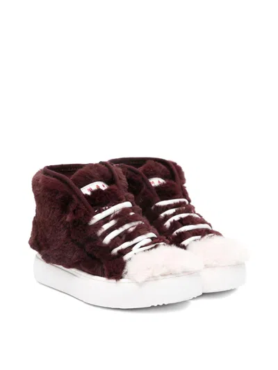 Marni Kids' Faux Fur Sneakers In Brown