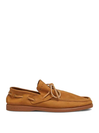 Marni Suede Lace-up Shoes In Brown