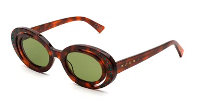 Marni Zion Canyon Cream O2y Men's Sunglasses Tortoiseshell Size 51 In Green