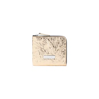 Marni Zip Around Gold Ovine Leather Wallet In Neutrals
