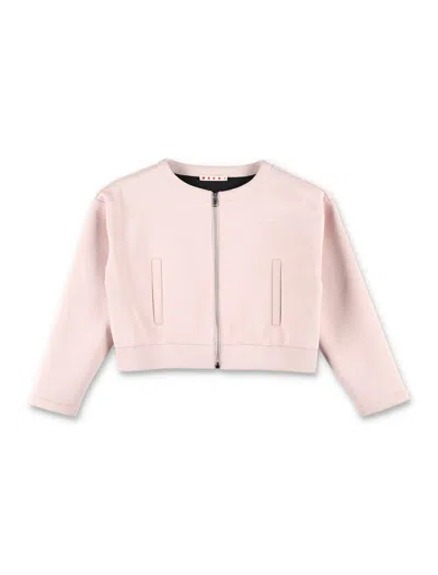 Marni Zip Cropped Jacket For Kids In Black