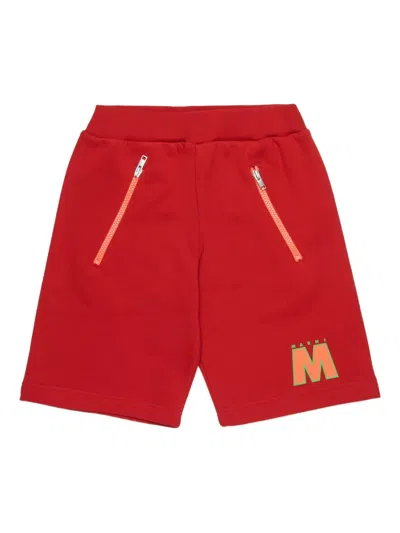 Marni Kids' Zip Detail Shorts In Red