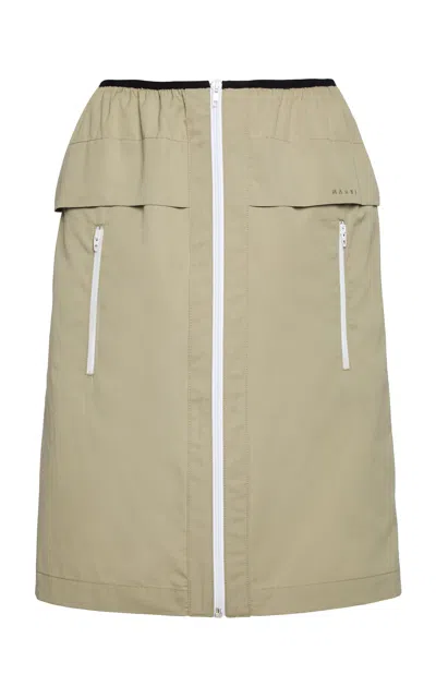 Marni Zip Down Cotton Woven Skirt In Brown