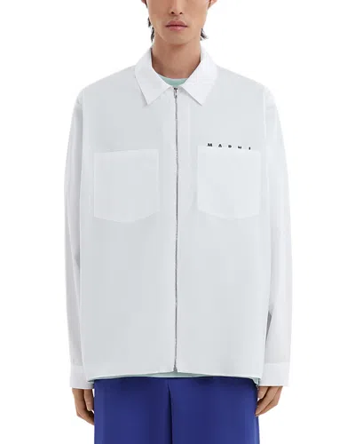 Marni Zip Front Shirt In White