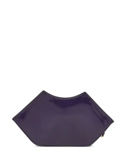 Pre-owned Marni Zip Leather Clutch Bag In Purple