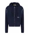 Marni Hooded Sweatshirt With Embroidered Detail And Ribbed Texture In Black