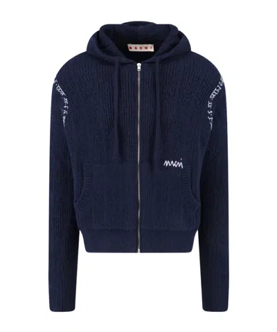 MARNI RIBBED ZIP-UP HOODIE