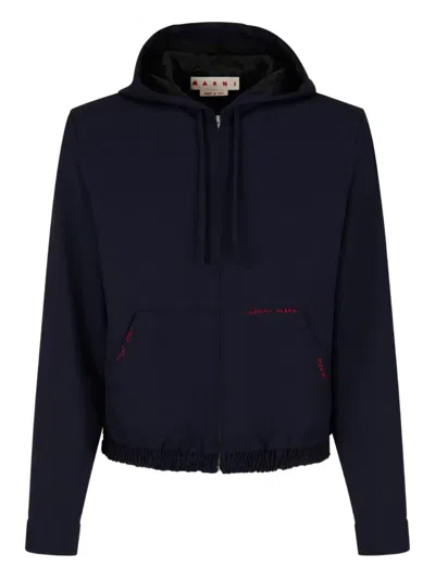 Marni Zip-up Hoodie In Blue