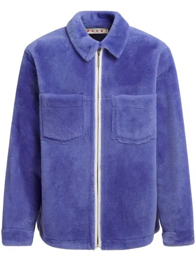 Marni Zip-up Jacket In Blue