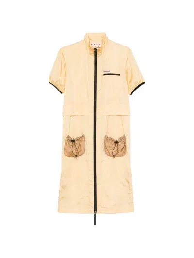Marni Zip-front Dress With Drawstring Waist In Neutral