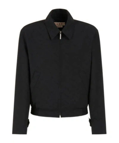 Marni Zipped Bomber Jacket In Black