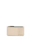 Marni Zipped Leather Card Case In Neutrals