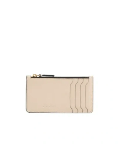 Marni Zipped Leather Card Case In Nude