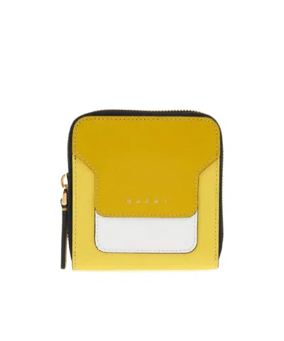 Marni Zipper Wallet In Yellow