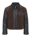 Marni Black Leather Jacket With Split-leather Front Panel In Black