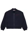 Marni Zip-up Sweatshirt With Logo In Blue