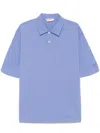 Marni Oversized Cotton Jersey Polo Shirt In Clear Blue