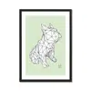 Marokka Design French Bulldog Geometric Print - Frank On White On Green In Multi