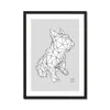 Marokka Design French Bulldog Geometric Print - Frank White On A Grey Background In Multi