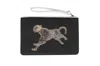 Marokka Design Women's Cheetah Medium Clutch Bag Saffiano Leather Finish - Black In Black