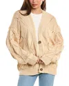 Maronie Pointelle Cardigan In Beige