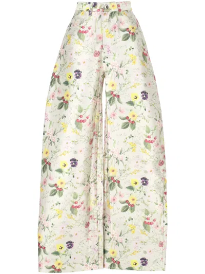 Marques' Almeida Marques Almeida Floral White Trousers In Multi