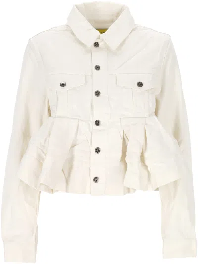 Marques' Almeida Marques Almeida White Denim Cropped Jacket In Neutral
