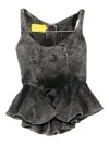 Marques' Almeida Denim Corset With Asymmetric Hem Black In Black