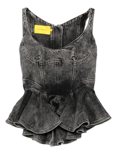 MARQUES' ALMEIDA ASYMMETRIC DENIM TOP - WOMEN'S - ORGANIC COTTON