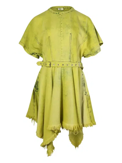 Pre-owned Marques' Almeida Belted Asymmetric Dress In Green
