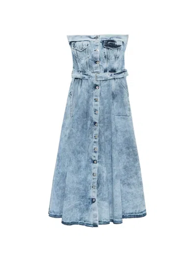 Marques' Almeida Belted Strapless Midi Dress In Animal Print
