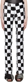 Marques' Almeida Sequinned Check Pattern Flared Trousers In Black/white Check