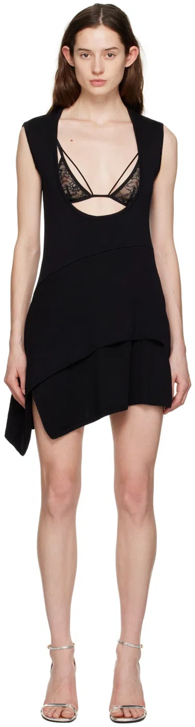 Marques' Almeida Black Plunging Neck Minidress