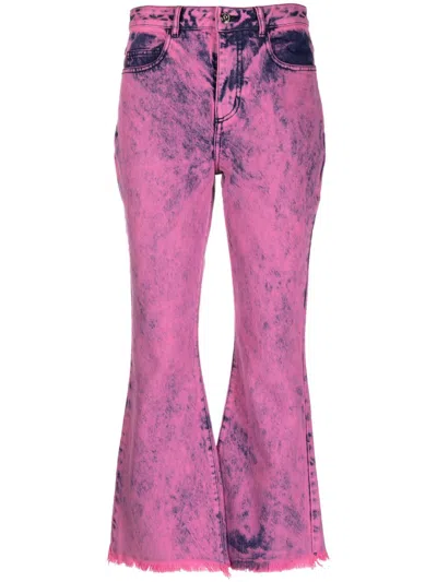 Marques' Almeida Bleached-effect Flared Cropped Jeans In Pink