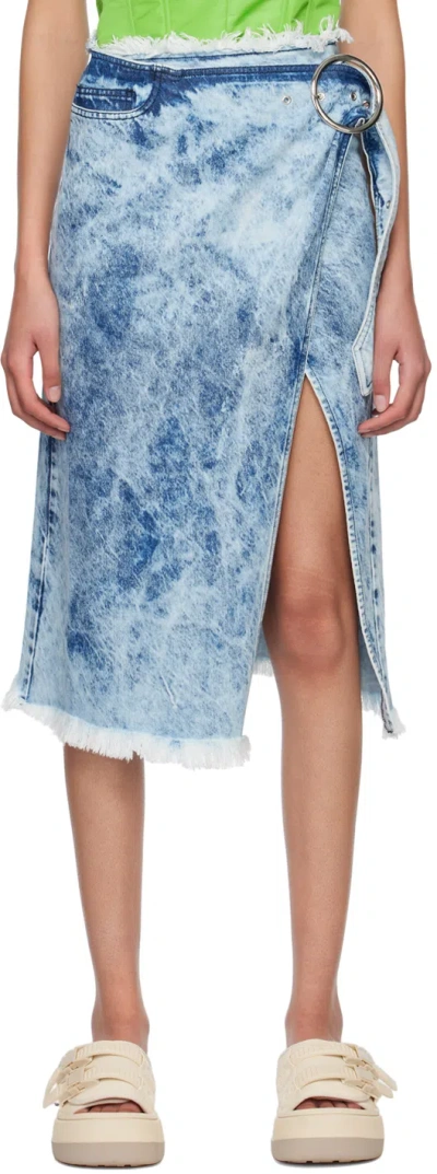 Marques' Almeida Blue Acid Wash Denim Midi Skirt