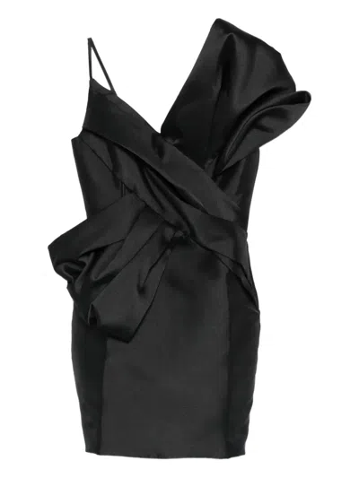 Marques' Almeida Bow V-neck Mini Dress In Black