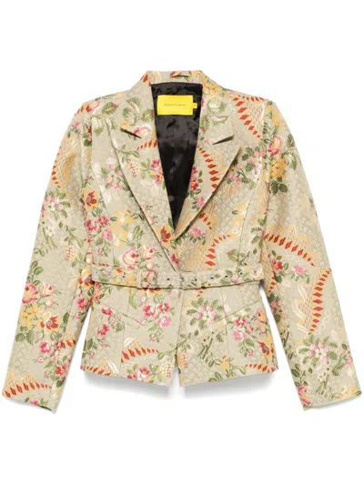 Marques' Almeida Brocade Belted Jacket In Neutrals