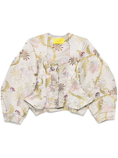 Marques' Almeida Brocade-effect Satin Blouse In Grey