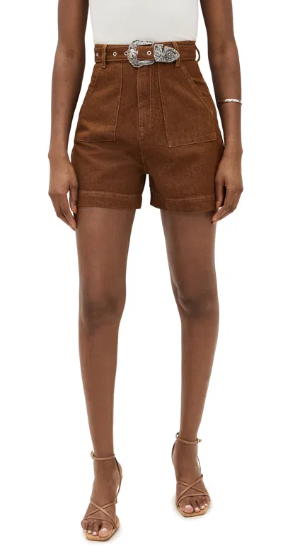 Marques' Almeida Brown Denim Shorts With Embellishment Belt Brown