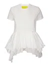 Marques' Almeida Cotton Top With Flared Hem And Lace Layers In White