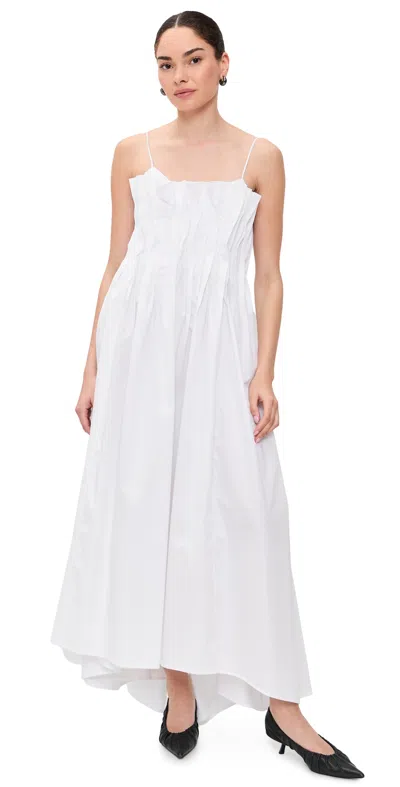 Marques' Almeida Cinched Pleated Midi Dress White