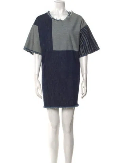 Pre-owned Marques' Almeida Colorblock Pattern Mini Dress In Blue