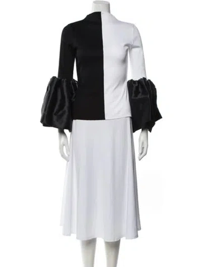Pre-owned Marques' Almeida Colorblock Pattern Mock Neck Top In Black