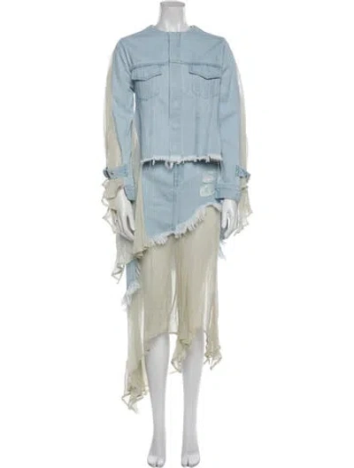 Pre-owned Marques' Almeida Colorblock Pattern Skirt Set In Blue