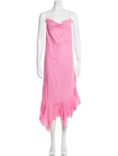 Pre-owned Marques' Almeida Cowl Neck Midi Length Dress W/ Tags In Pink